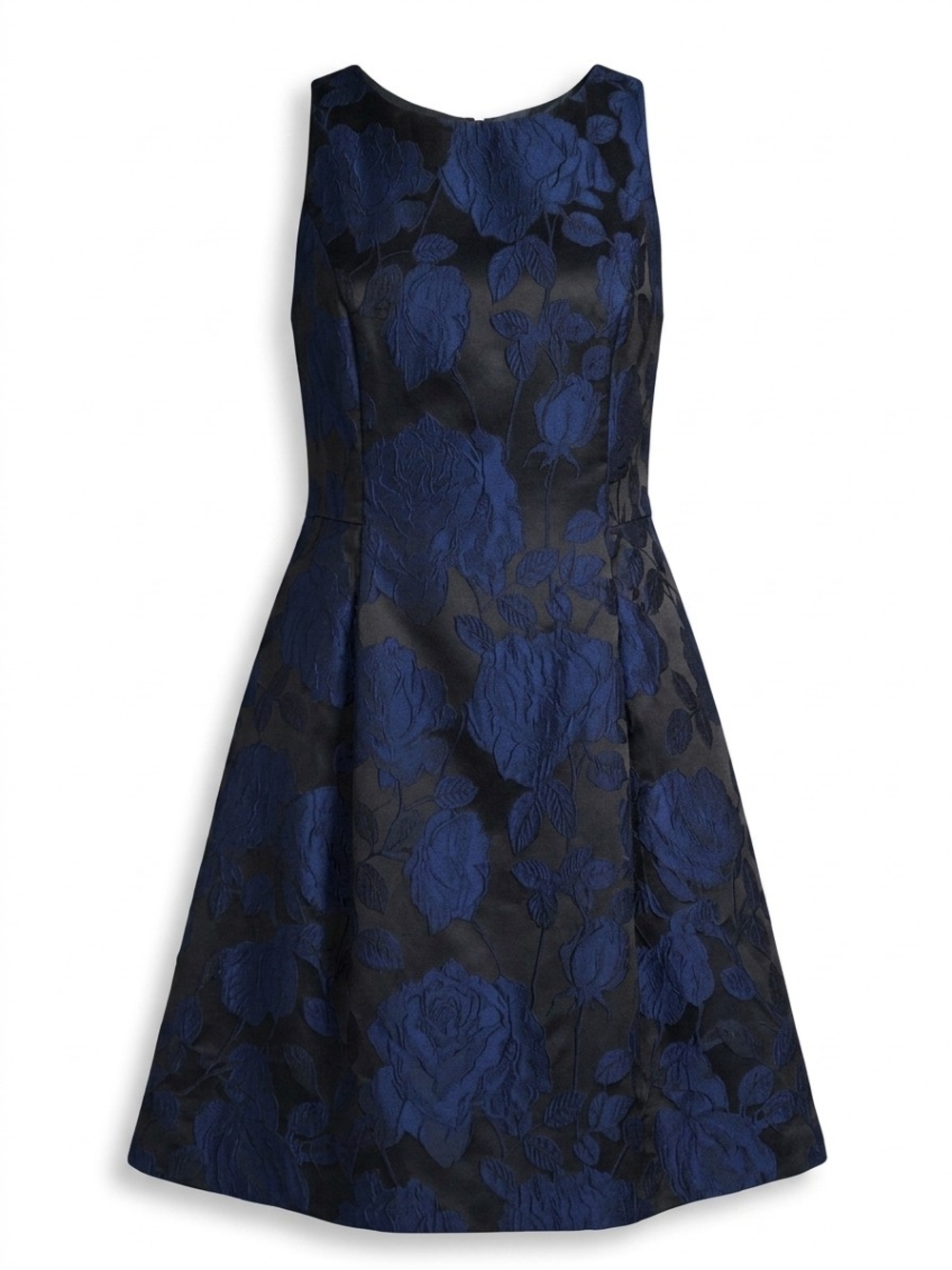 Tommy Hilfiger Navy Blue Floral Jacquard Sleeveless Fit & Flare Dress